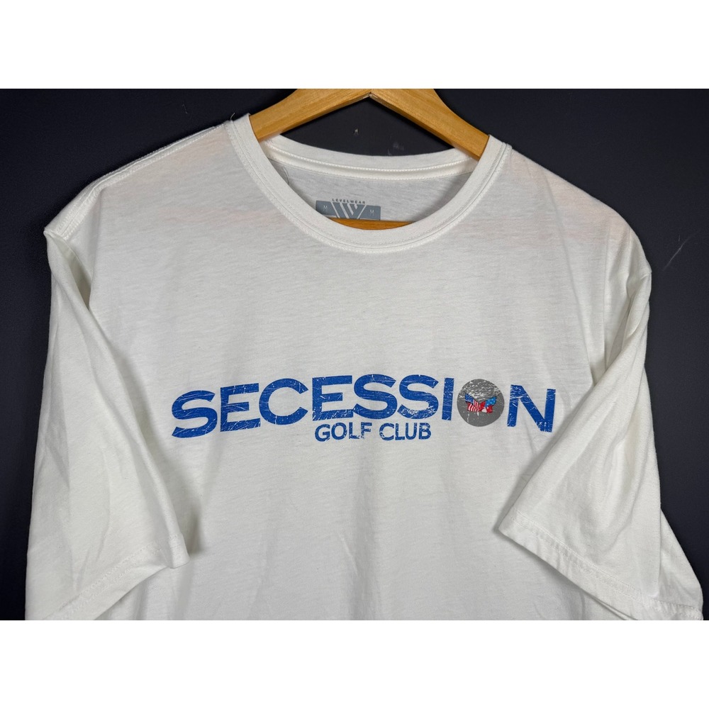 Levelwear Secession Golf Club Graphic Tee White Blue Distressed Logo Mens Medium